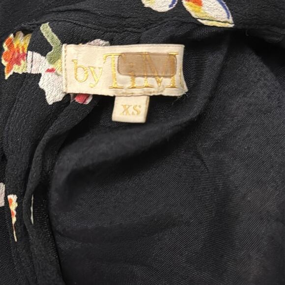 byTiMo Black Floral Maxi Short Sleeve Dress XS Feminine Vintage Style - Picture 6 of 7